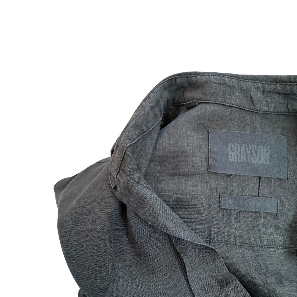 Grayson The Hero Button Up Women Medium Black 100% Linen Long Sleeve Shirt - Picture 4 of 7
